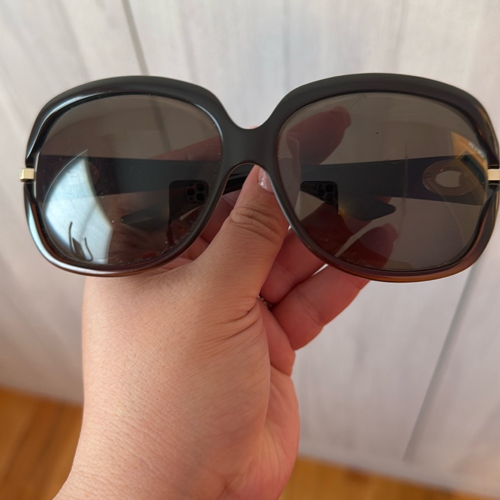 CD women sunglasses,brown,used,frame is great but there is scratch  on left lens